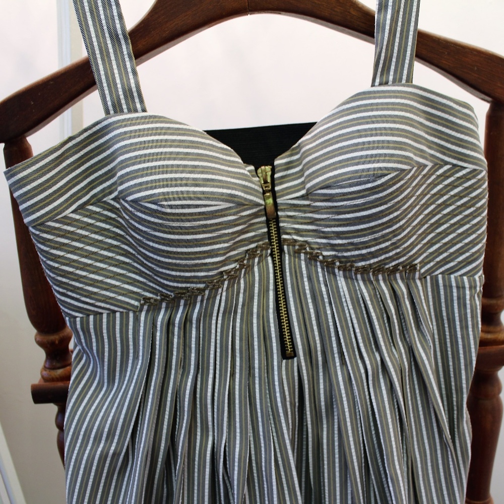 New Directions Striped Dress with a front Zipper